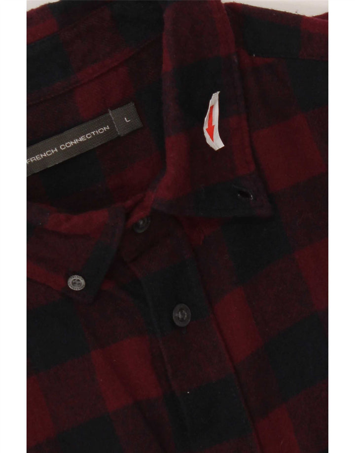Camisa masculina de flanela French Connection grande guingão vermelho