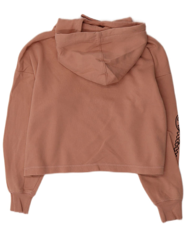Jumper feminino com capuz estampado de grandes dimensões da Champion Reino Unido 10 pequeno rosa