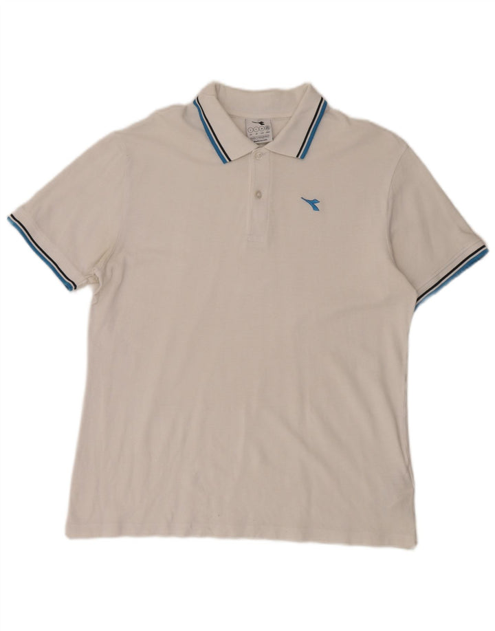 Camisa polo masculina Diadora grande algodão branco