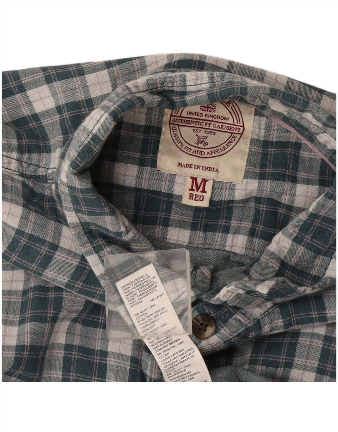 Camisa masculina Fat Face de algodão xadrez verde médio