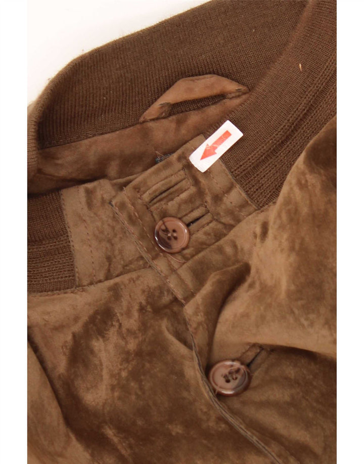 Jaqueta bomber masculina vintage de veludo IT 52 XL seda marrom