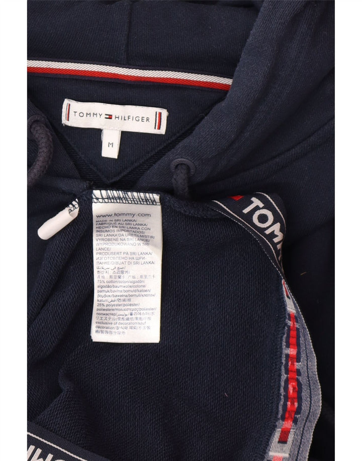 Suéter feminino TOMMY HILFIGER com capuz e zíper gráfico Reino Unido 12 médio azul marinho
