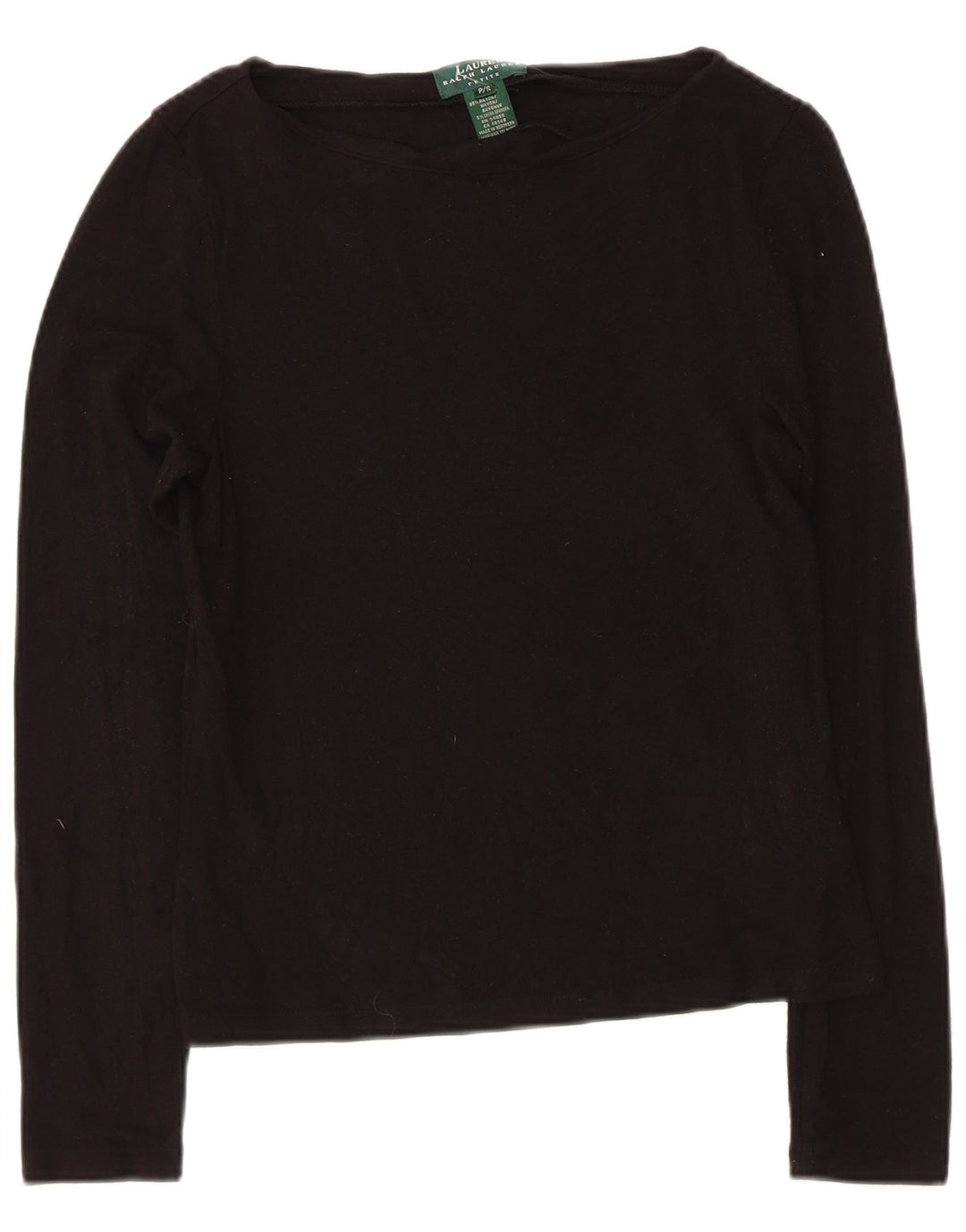 Ralph Lauren Feminino Petite Top Manga Longa Reino Unido 8 Pequeno Rayon Preto