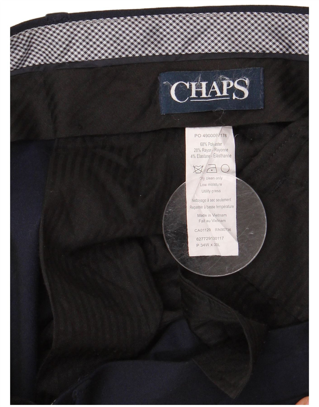 Calça masculina de terno reto CHAPS W34 L30 poliéster azul marinho