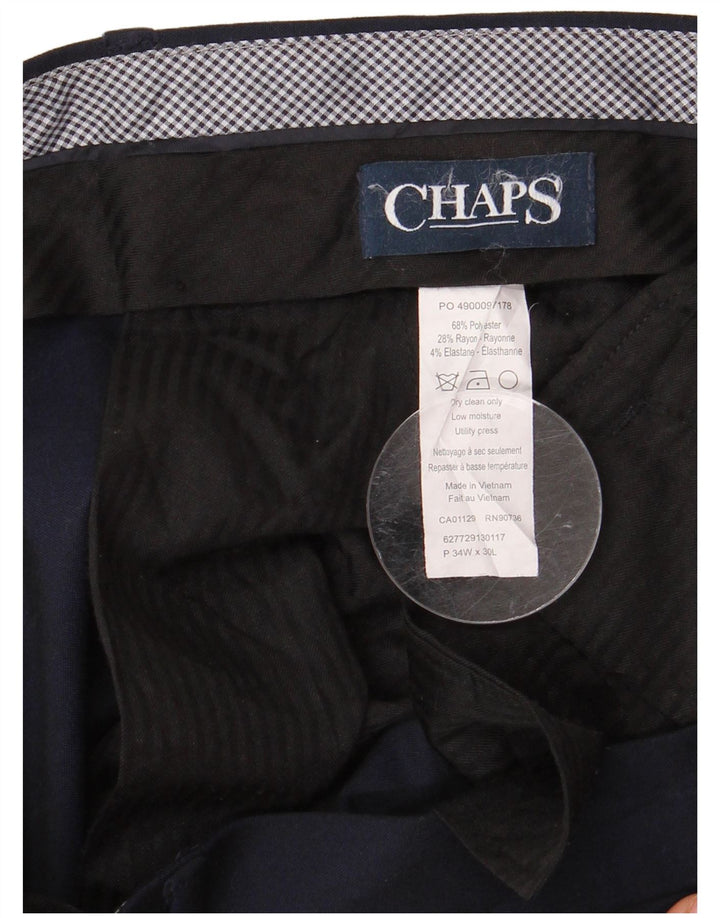 Calça masculina de terno reto CHAPS W34 L30 poliéster azul marinho