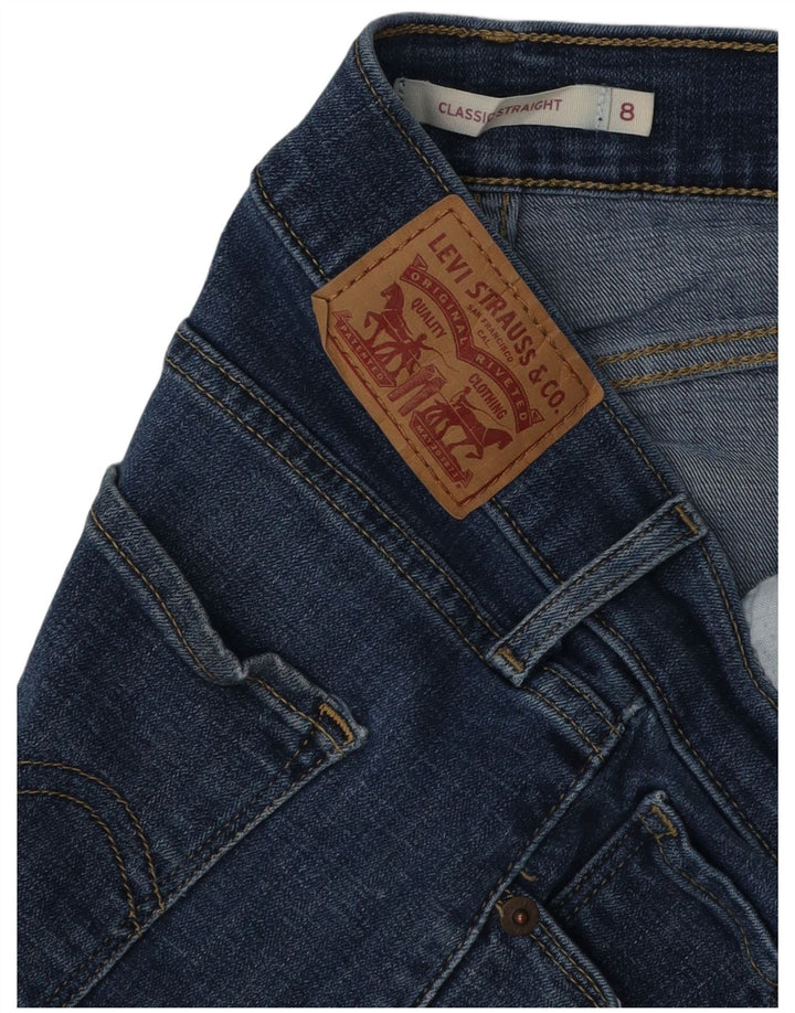 Jeans femininos Levi's Classic Distressed Straight US 8 Médio W28 L29 Azul