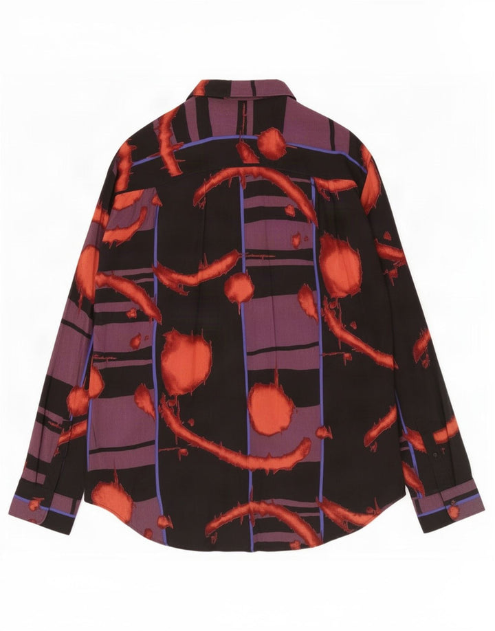 Pulôver vintage masculino com padrão abstrato grande preto