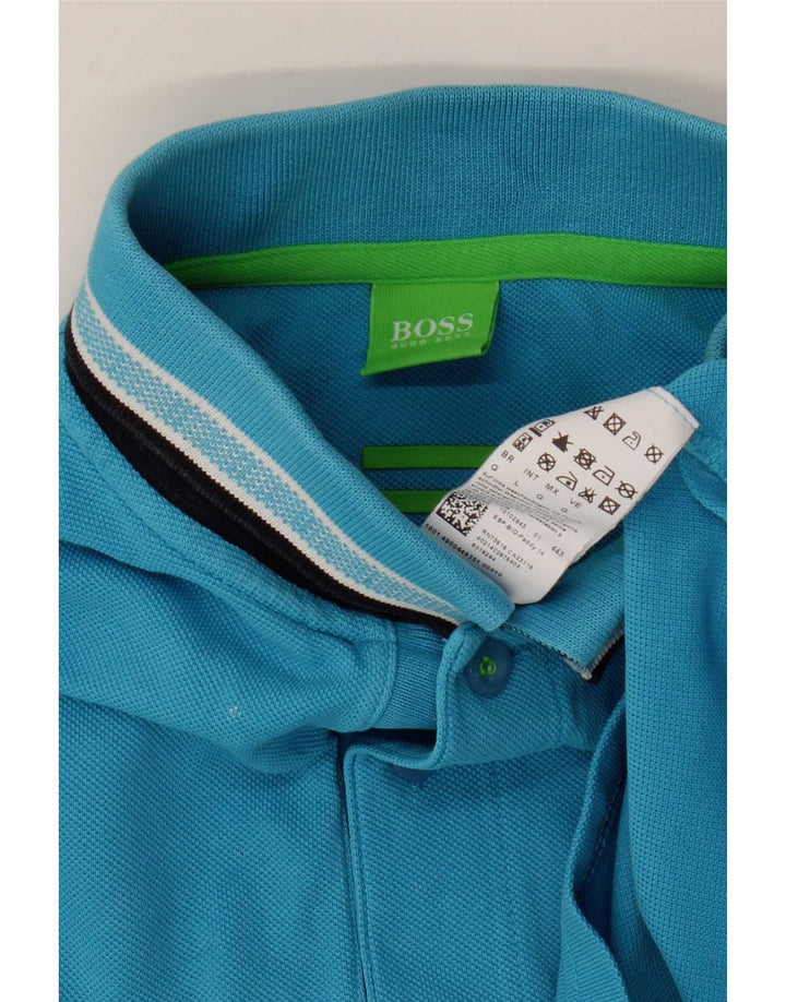 Camisa polo masculina Hugo Boss grande algodão azul
