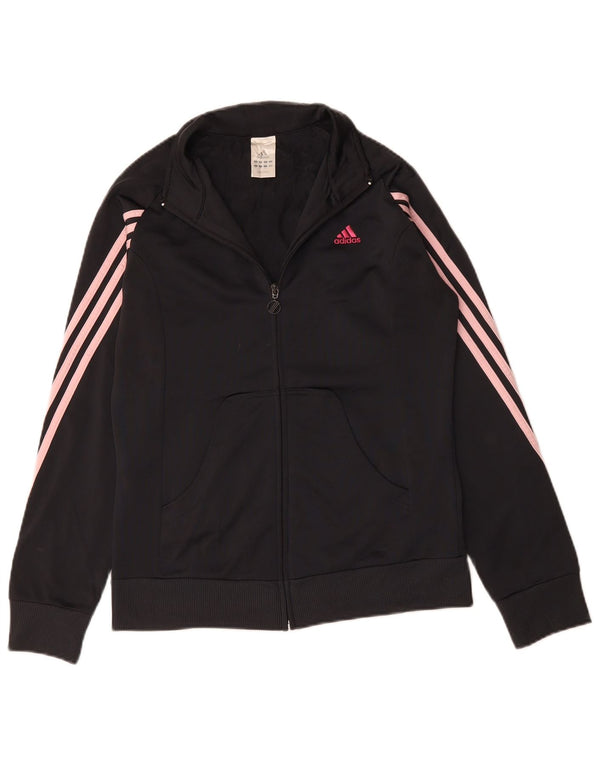 ADIDAS Womens Tracksuit Top Jacket UK 14 Médio Preto Poliéster