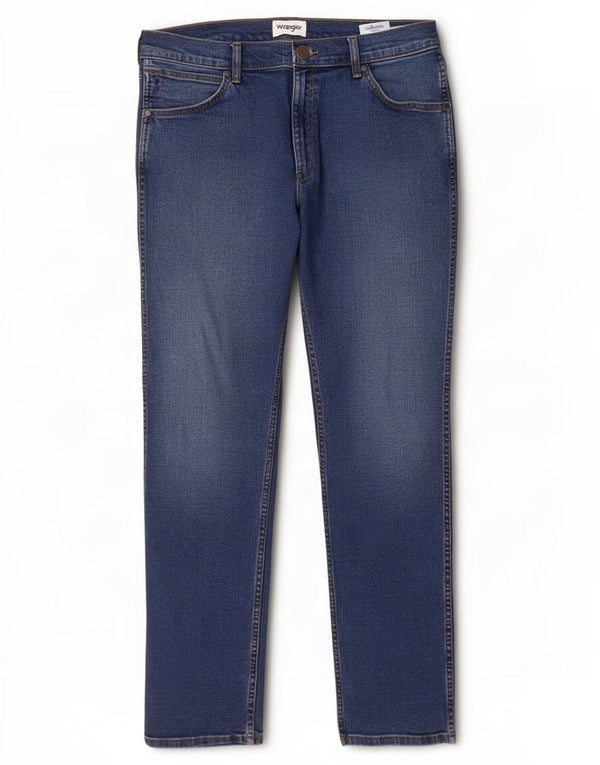 Wrangler Mens Greensboro Straight Jeans W34 L32 Azul Algodão