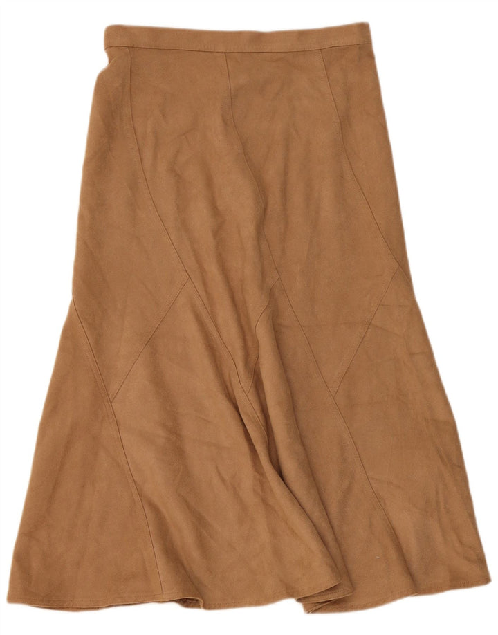 Saia feminina Marks & Spencer A-Line UK 12 Médio W32 Poliéster Bege