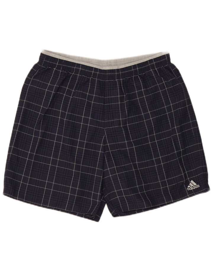 Adidas Mens Sport Shorts Grande Azul Marinho Xadrez Poliamida