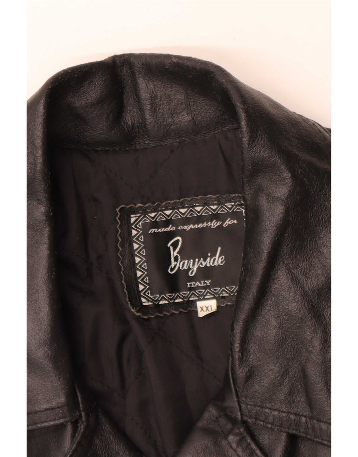 Jaqueta masculina de couro com peito duplo Bayside UK 44 2XL preta
