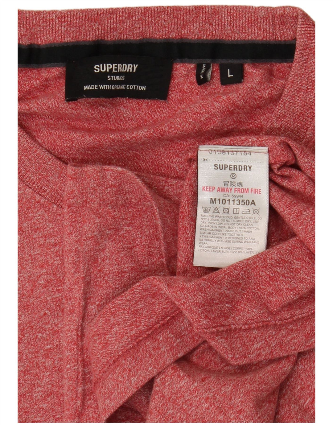 Camiseta masculina SUPERDRY grande algodão manchado vermelho