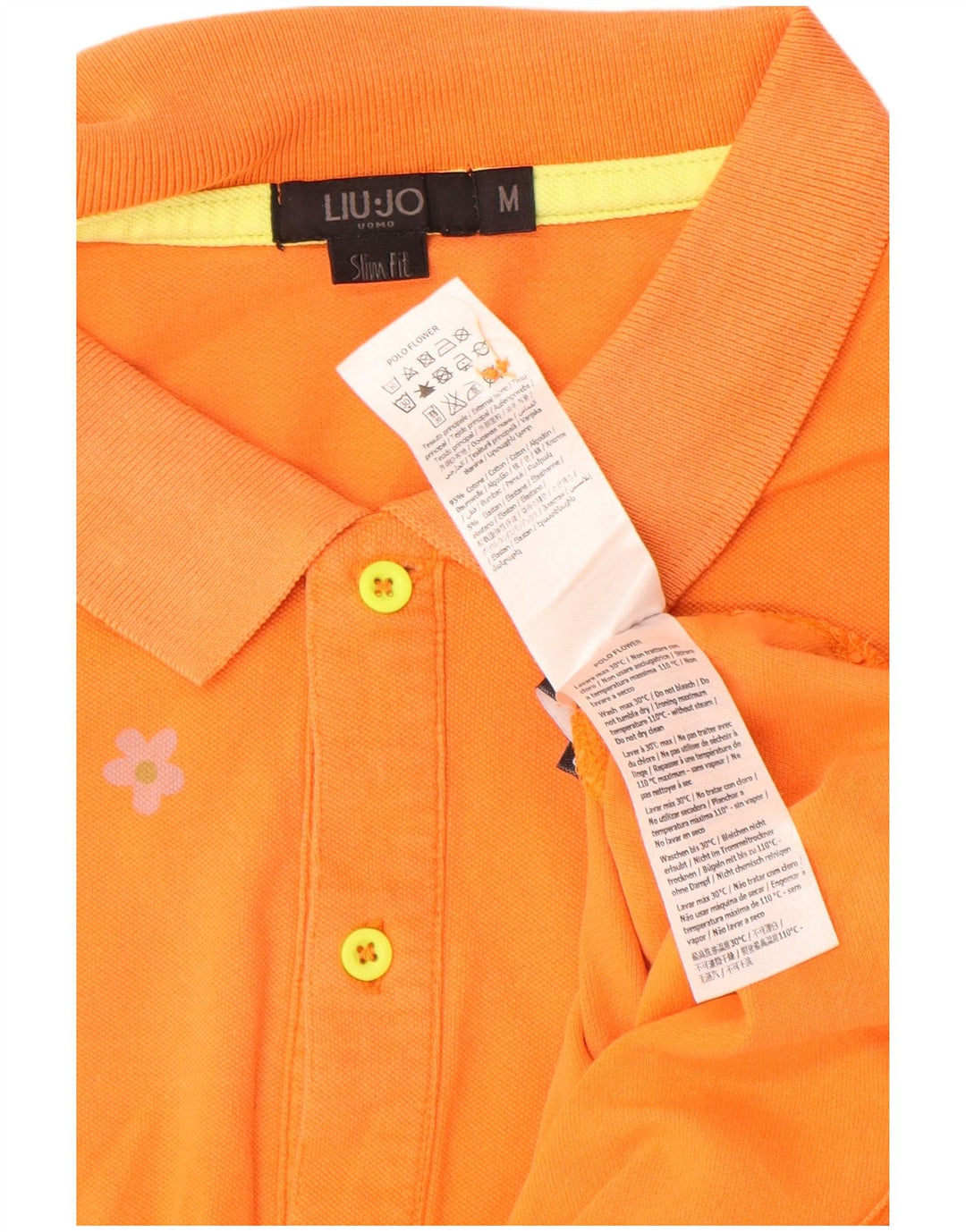 Camisa polo masculina Liu Jo Slim Fit algodão laranja médio