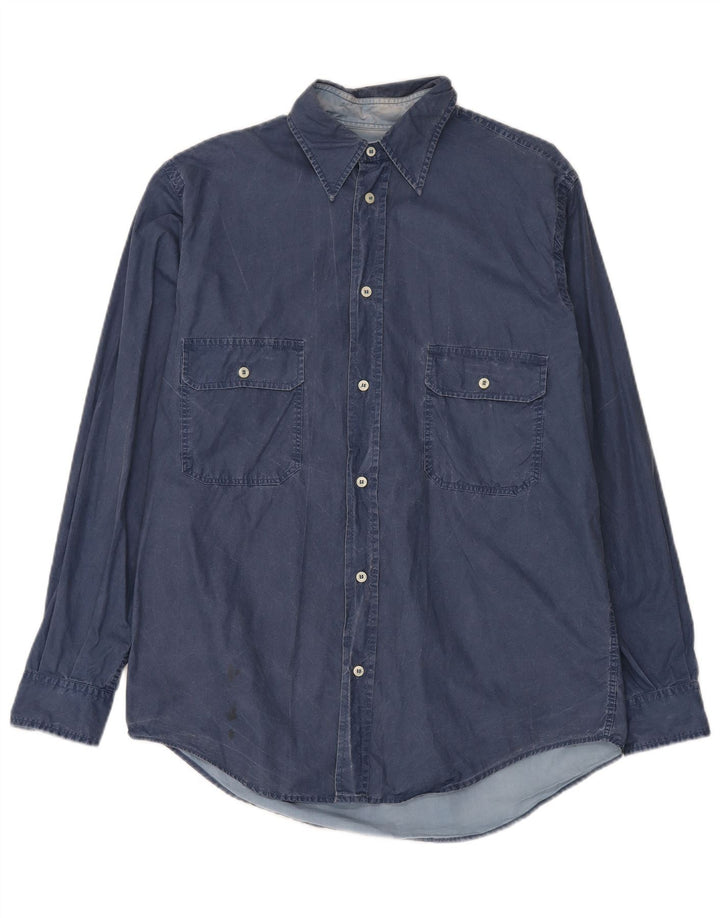 Camisa masculina Murphy & Nye de algodão azul médio
