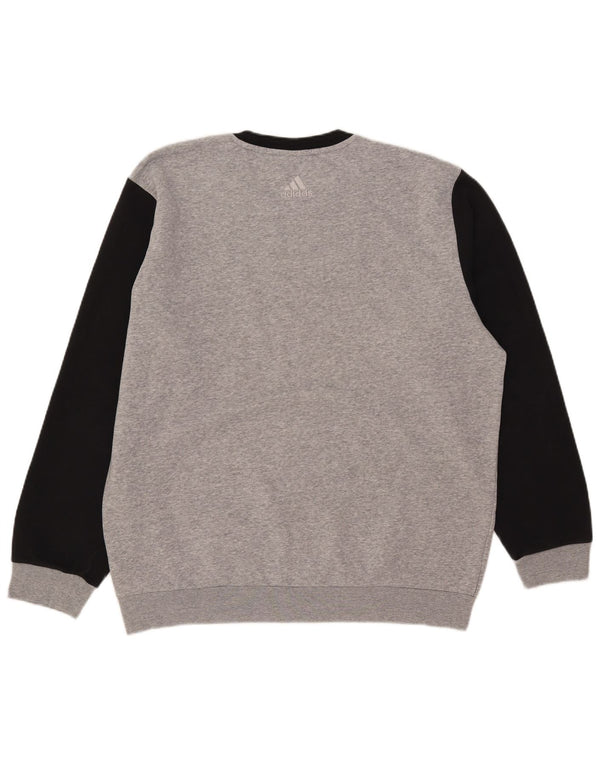 Adidas Mens Graphic Moletom Jumper Grande Bloco de cores cinza
