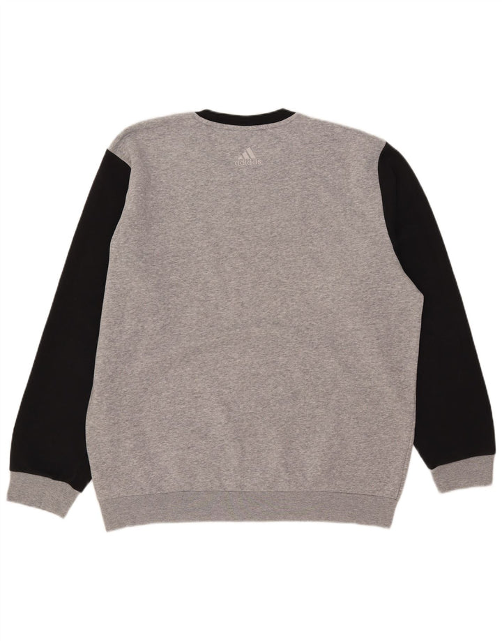 Adidas Mens Graphic Moletom Jumper Grande Bloco de cores cinza