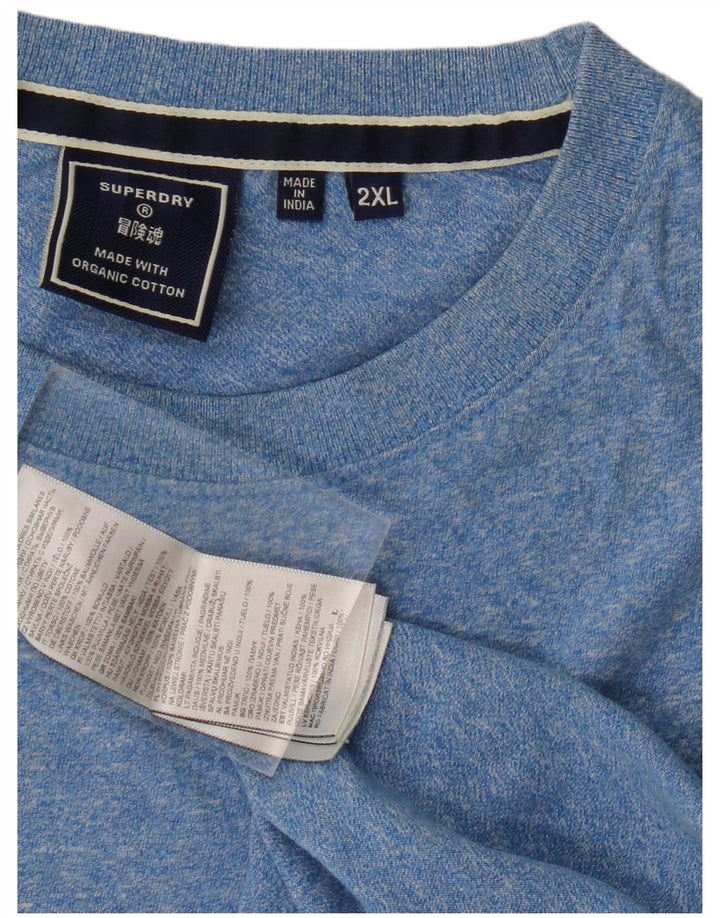 Camiseta masculina Superdry Top 2XL algodão manchado azul