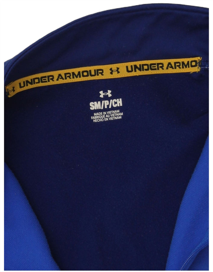 Under Armour Mens Zip Neck Top Manga Longa Pequeno Colorblock Azul Marinho