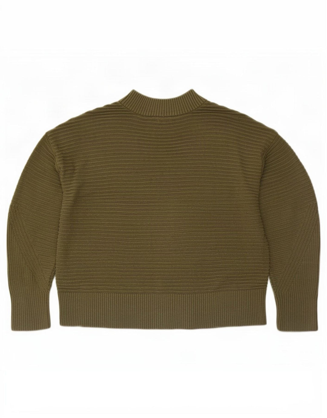 Suéter feminino com gola tartaruga Warehouse Reino Unido 12 listrado cáqui médio