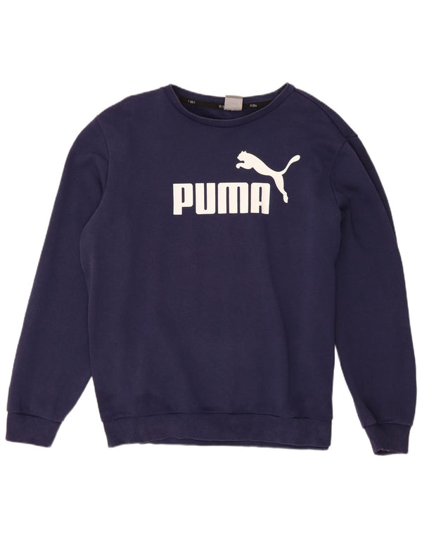 Puma moletom masculino gráfico jumper grande algodão azul marinho