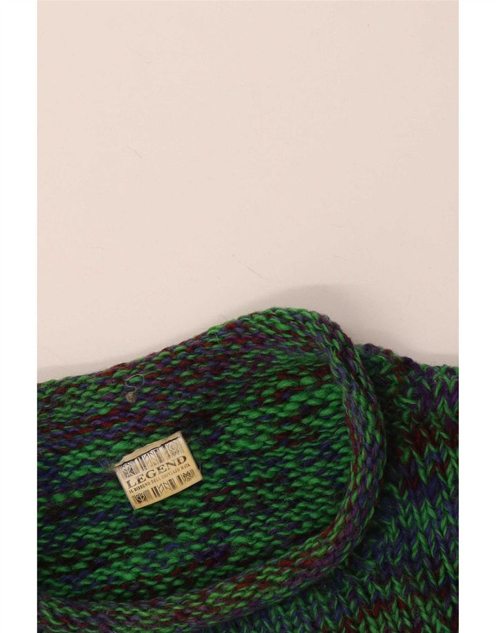 Suéter masculino Legend com gola redonda e algodão manchado verde médio