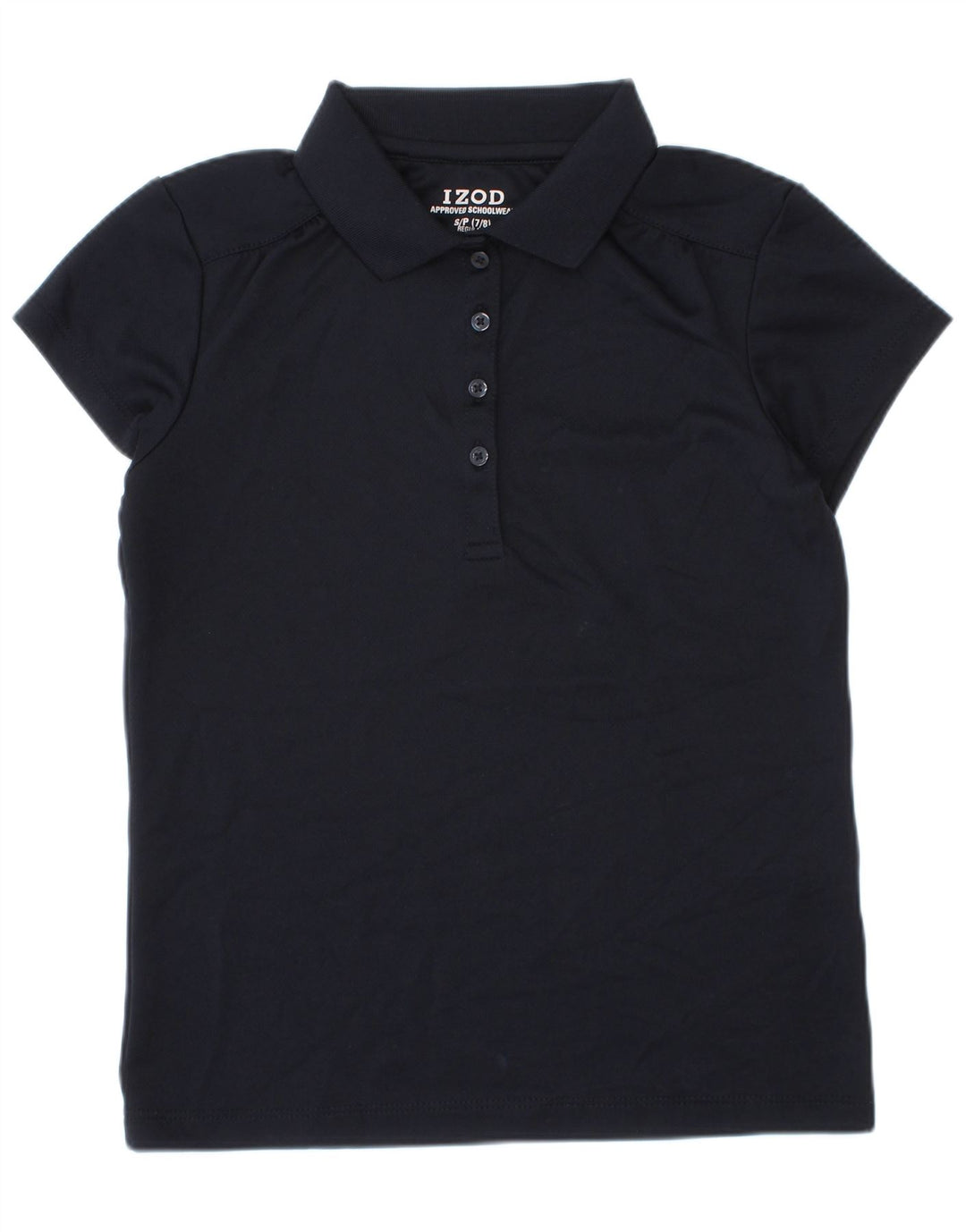 Camisa polo feminina Izod Regular Fit 7-8 anos pequena azul marinho poliéster