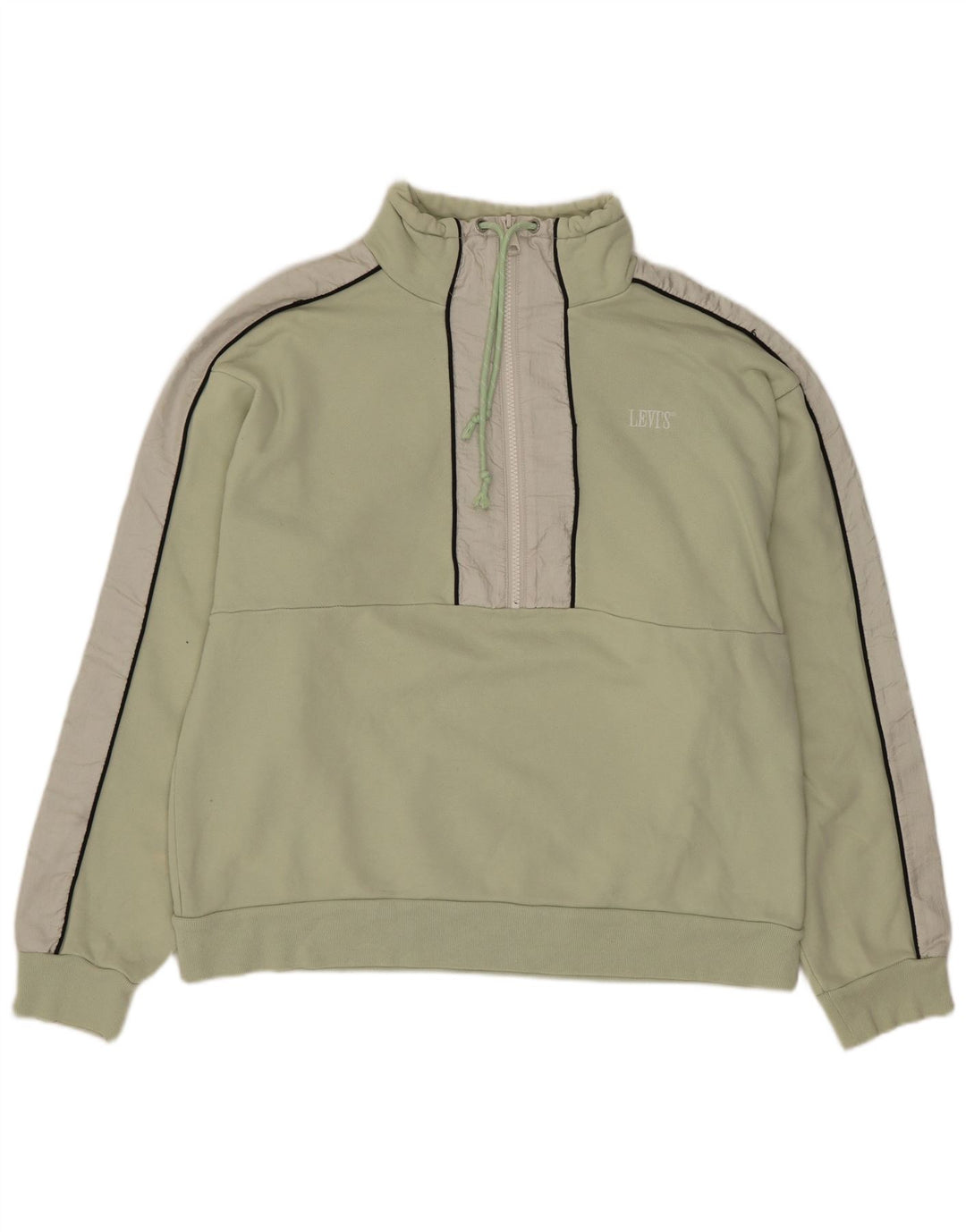 Suéter feminino Levi's com gola e zíper UK 14 bloco colorido verde médio
