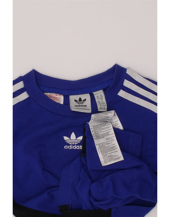 Camiseta Adidas Menino 5-6 Anos Azul Colorblock Algodão