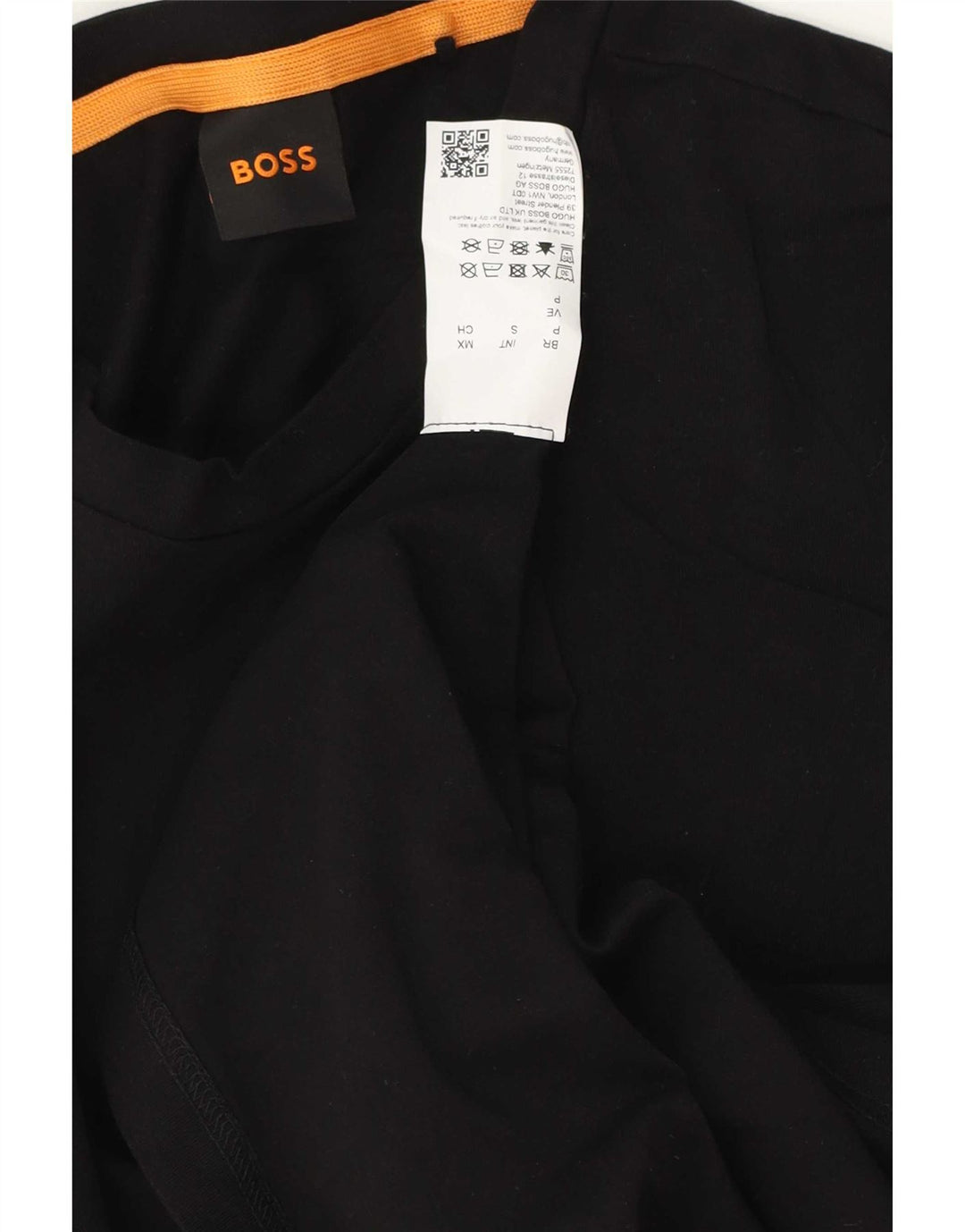 Hugo Boss Mens Top Manga Longa Pequeno Algodão Preto