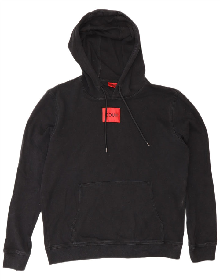 Hugo Boss moletom com capuz masculino grande algodão preto