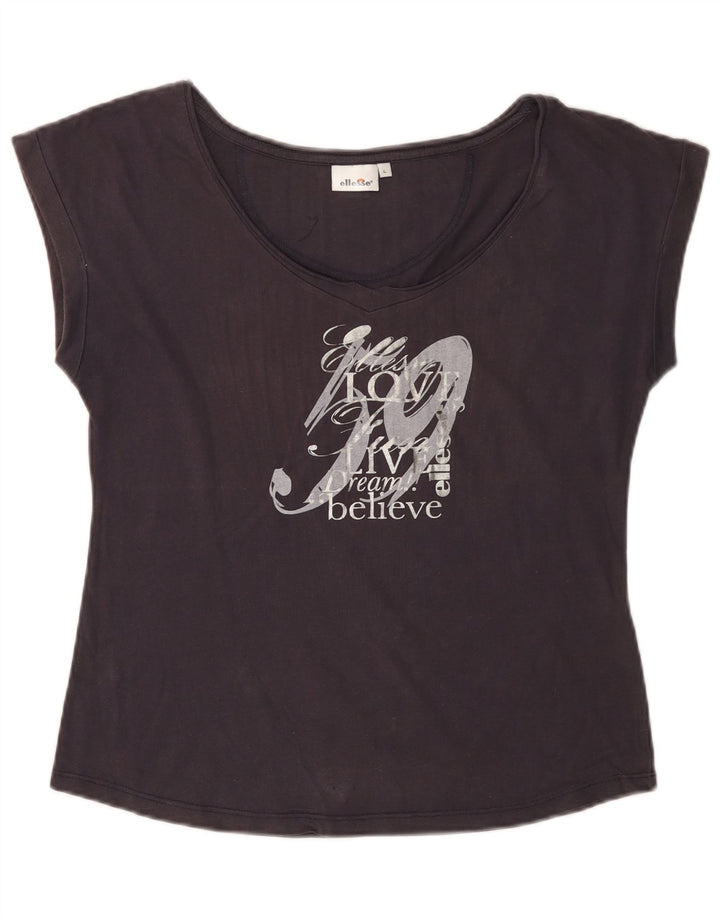 Camiseta feminina gráfica ELLESSE UK 14 grande algodão azul marinho