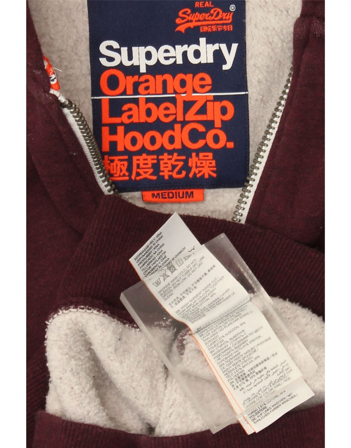 Suéter masculino Superdry com capuz e zíper médio algodão Borgonha