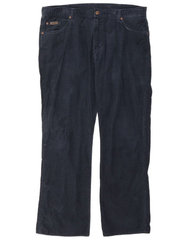 Calça masculina Wrangler Roxboro reta de veludo W36 L32 algodão azul marinho
