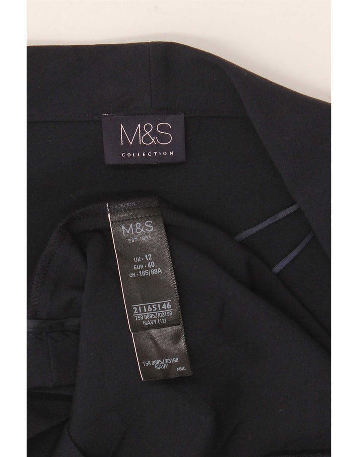 Jaqueta Blazer aberta feminina Marks & Spencer Reino Unido 12 poliéster azul marinho médio
