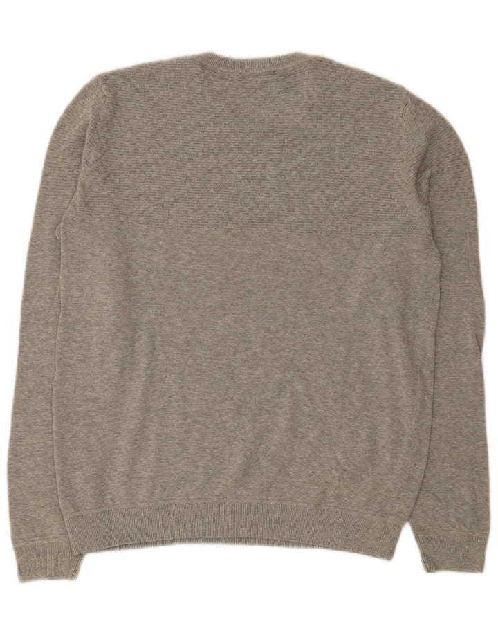 Suéter masculino Jack & Jones com gola redonda, grande algodão cinza