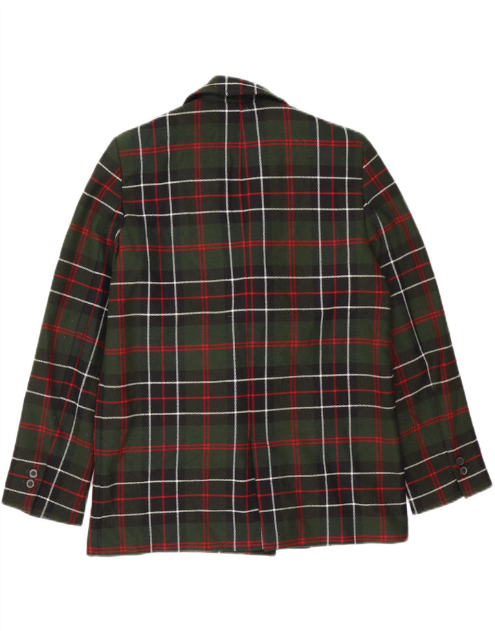 Zara Jaqueta blazer feminina oversized com peito duplo UK 10 pequena xadrez verde