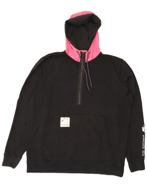 Moletom com capuz Nike masculino com zíper e pescoço XL preto colorblock algodão