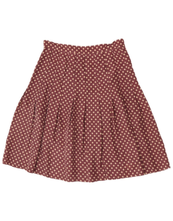 Saia feminina balão plissada linha A UE 36 pequena W26 seda floral borgonha