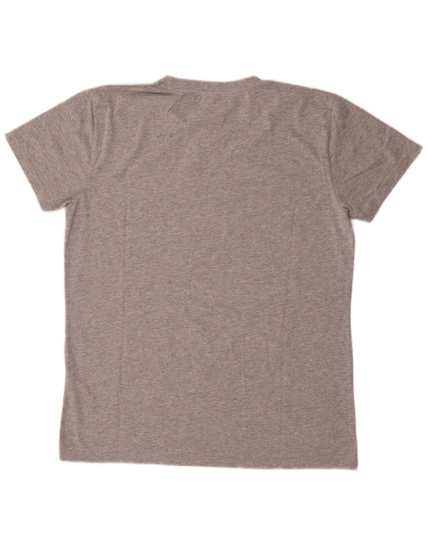 Camiseta gráfica masculina Asics Top grande algodão manchado cinza