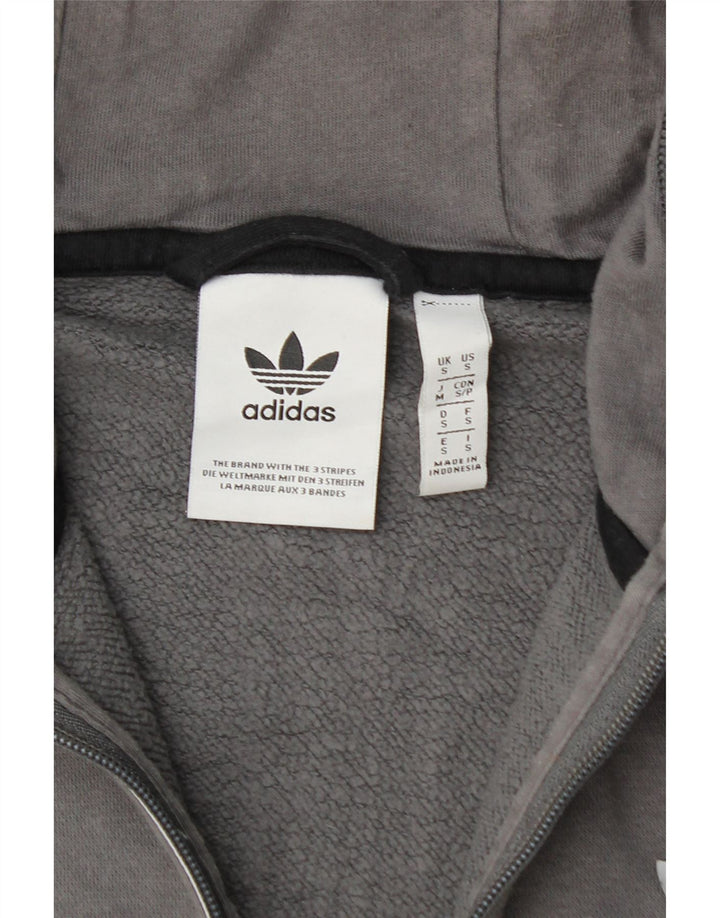 ADIDAS Suéter masculino com capuz e zíper pequeno cinza colorblock algodão