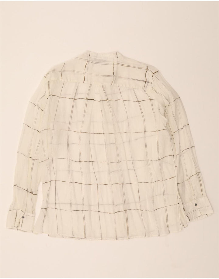 MASSIMO DUTTI Womens See Through Shirt Blouse EU 42 Large White Check Vintage Massimo Dutti and Second-Hand Massimo Dutti from Messina Hembry 