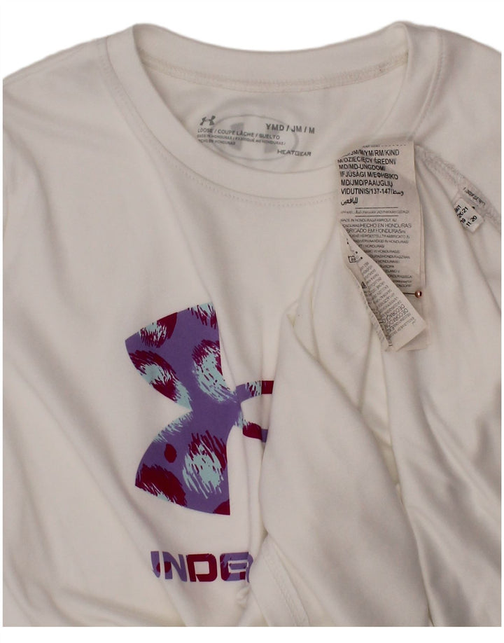 Camiseta gráfica UNDER ARMOUR para meninas Heat Gear 9-10 anos médio branco