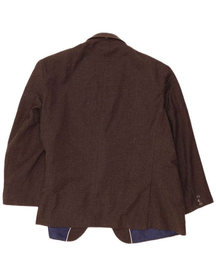 Jaqueta blazer masculina de 2 botões Marks & Spencer UK 52 3XL marrom Houndstooth