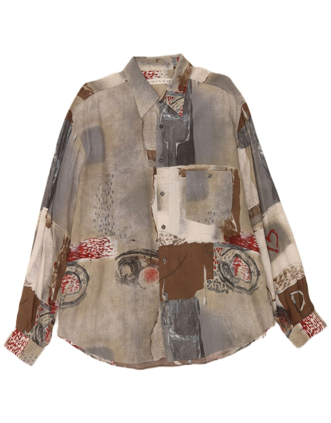 Camisa masculina Criver com estampa abstrata grande viscose multicolorida