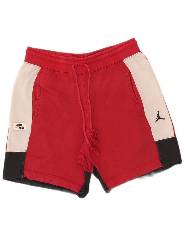 Jordan Mens Sport Shorts Pequeno Algodão Colorblock Vermelho
