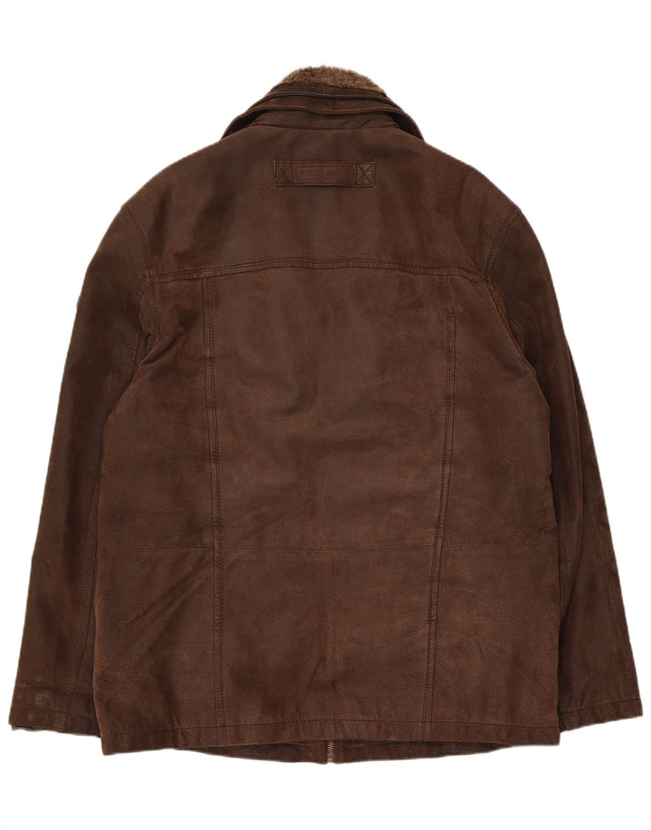 Jaqueta de couro masculina State of Art UK 40 grande marrom