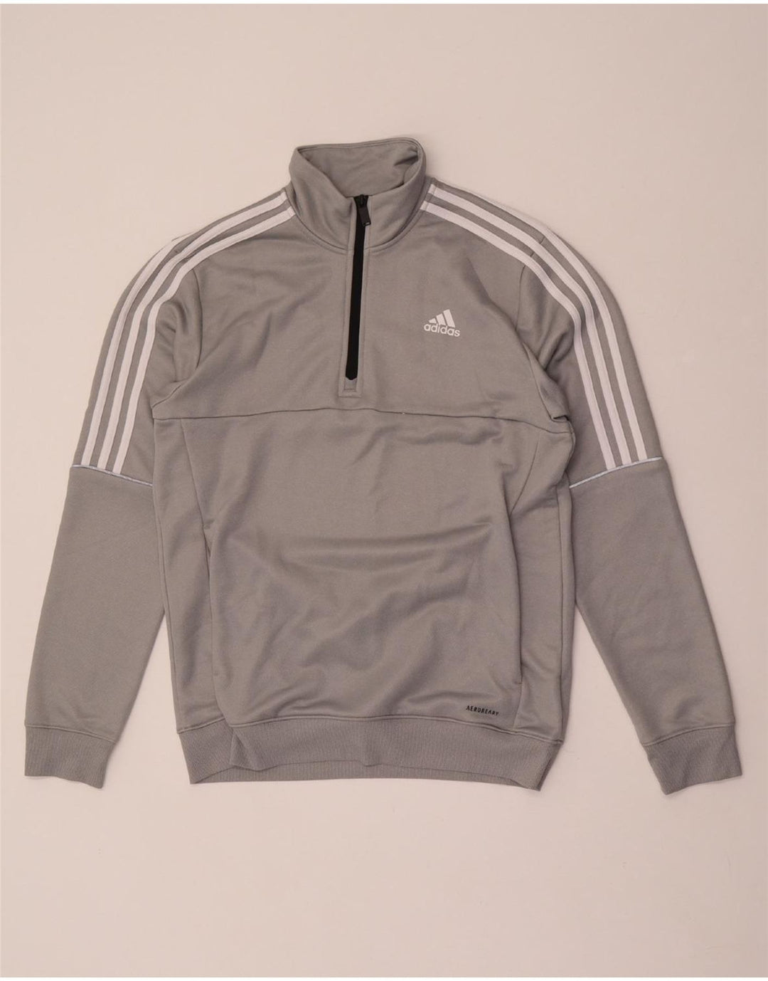 ADIDAS Mens Aeroready Zip Neck Moletom Jumper Médio Cinza Poliéster