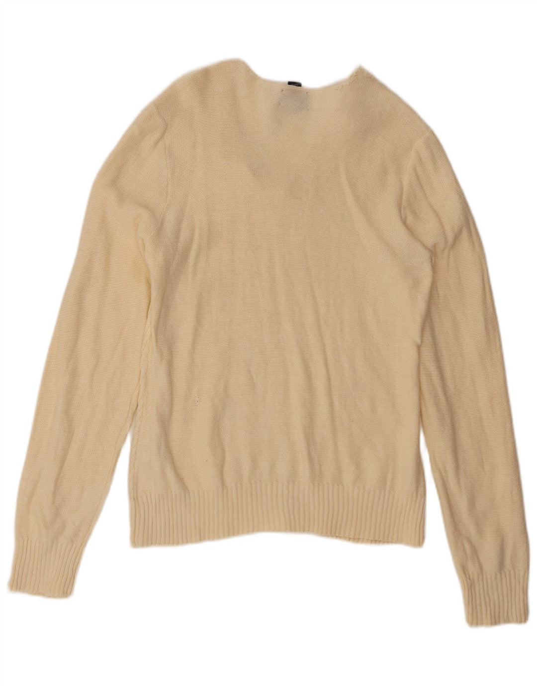 Suéter feminino grande e alto com decote em V CHAPS UK 18 XL algodão branco